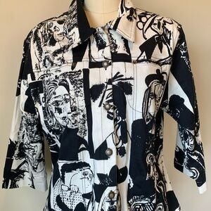 Black and White Graphic Print Jacket